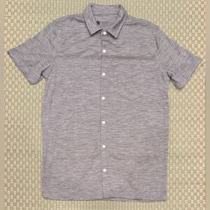 Woolly 100% Merino Wool Short Sleeve Button Up Shirt Gray Men's Size Small